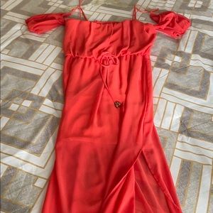 Off the shoulder long maxi dress with slit